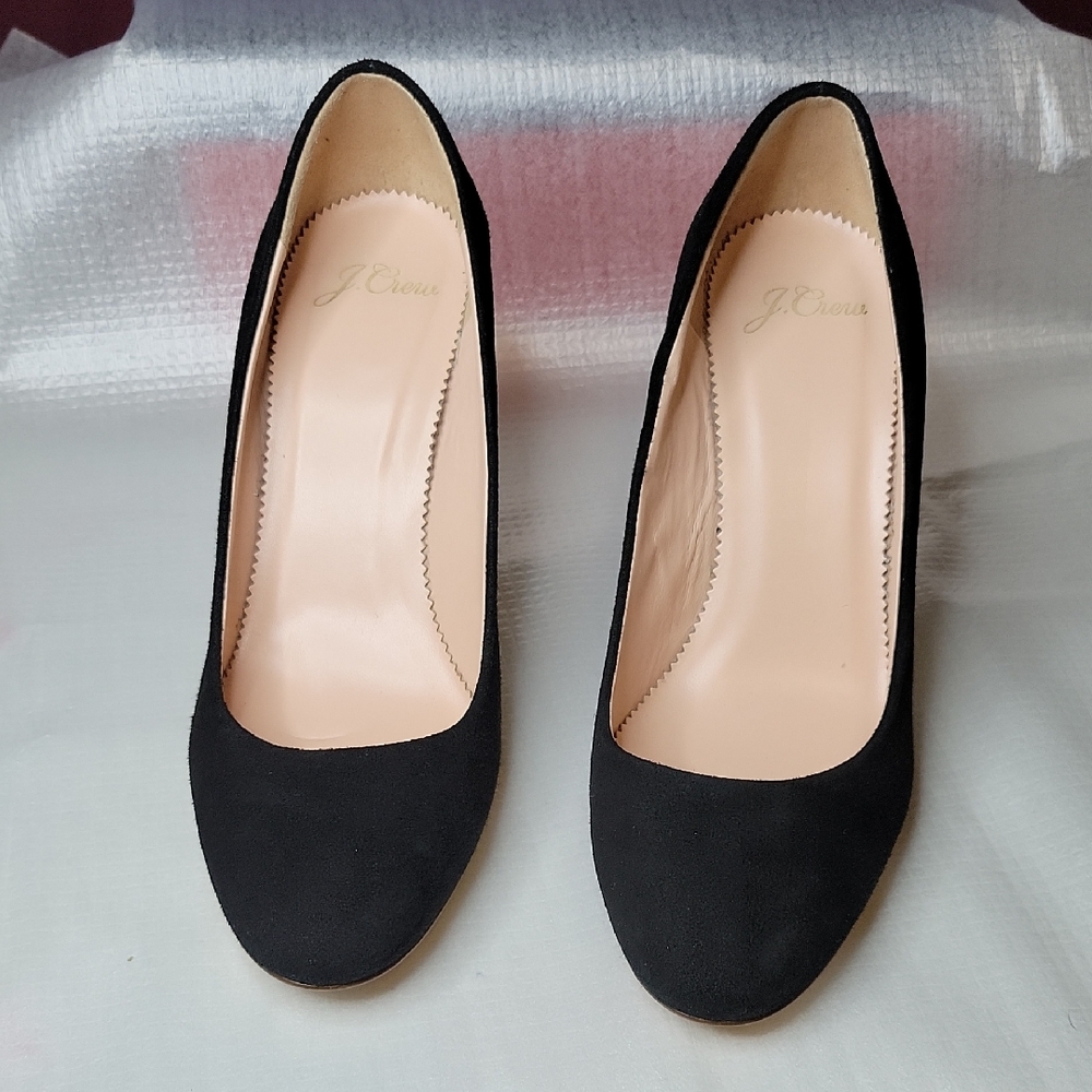 J. Crew Classic Black Suede Wood Heels *Lightly Worn*